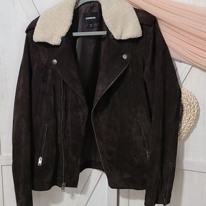 Express Leather Suede Aviator Jacket